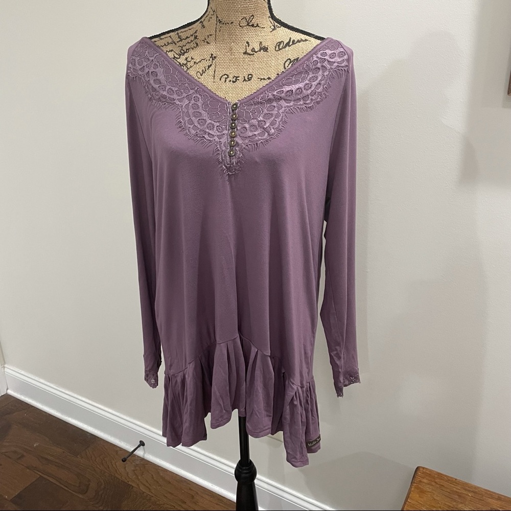 Matilda Jane long sleeve purple tunic top LARGE